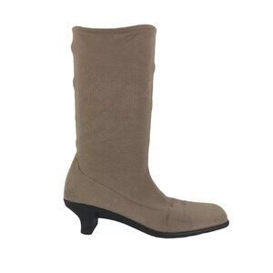Casadei Womens Light Brown‎ Suede Square Toe Spool Heel Pull On Booties Size 8.5